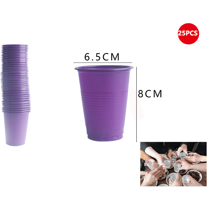 Vasos plastico morado 200ml 25pcs 1
