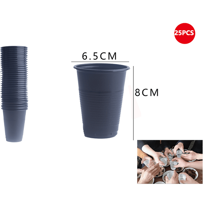 Vasos plastico negro 200ml 25pcs 1