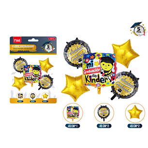 Set de globos metal graduado abejita 5pcs