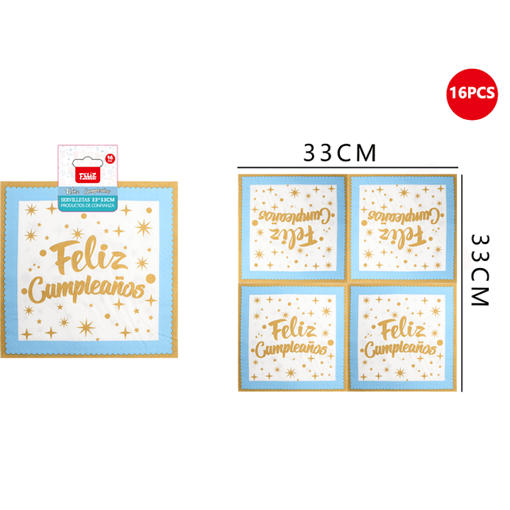 Servilletas de cumpleanos 33*33cm 16pcs 1