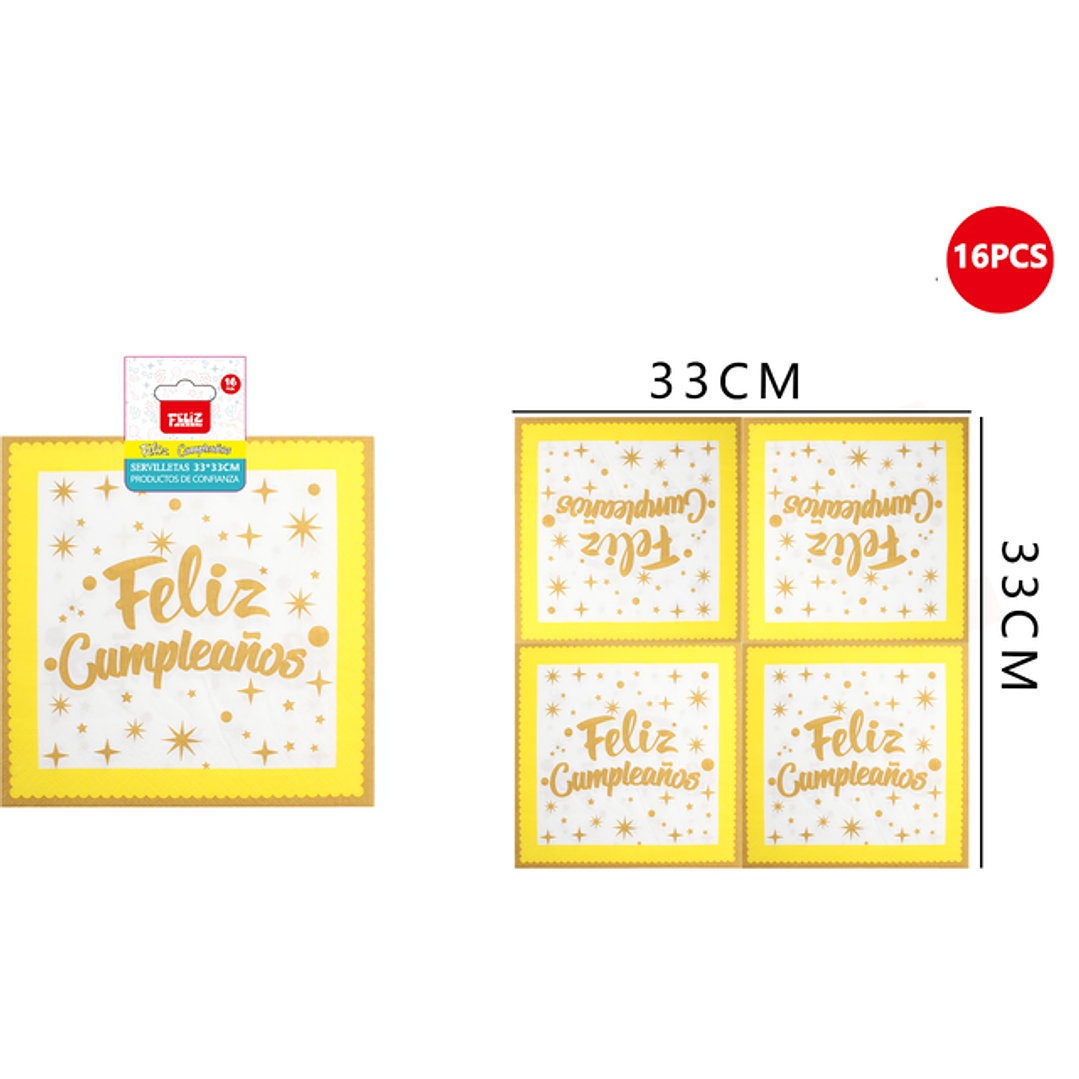 Servilletas de cumpleanos 33*33cm 16pcs 1