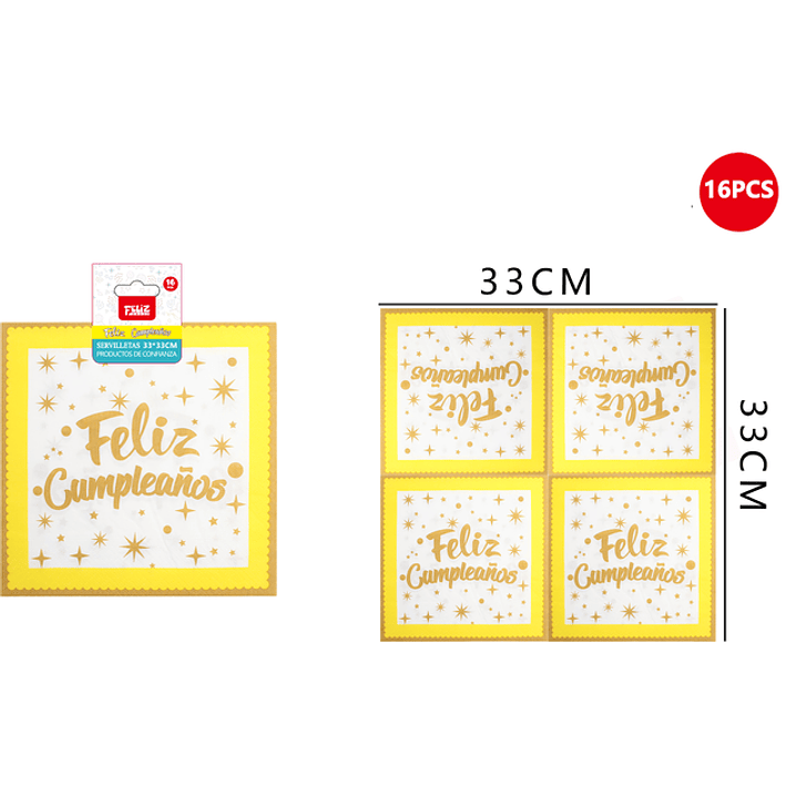 Servilletas de cumpleanos 33*33cm 16pcs 1