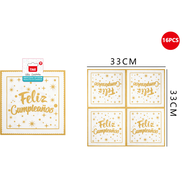 Servilletas de cumpleanos 33*33cm 16pcs 1