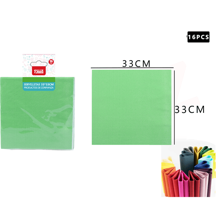 Servilletas verde 33*33cm 16pcs 1