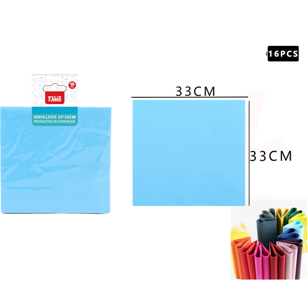 Servilletas celeste 33*33cm 16pcs 1