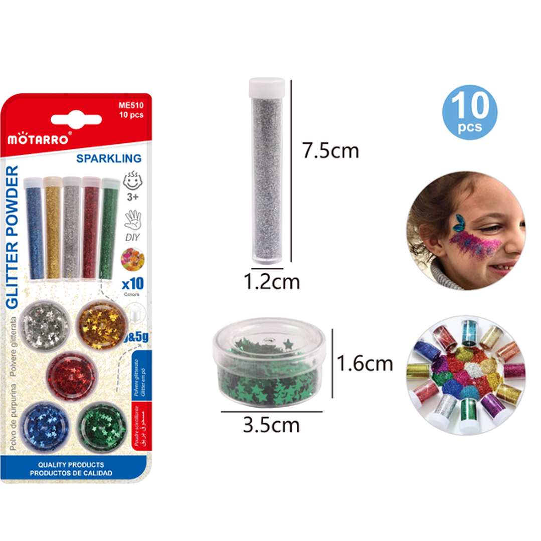 Polvo glitter+escarcha purpurina 10pcs 1