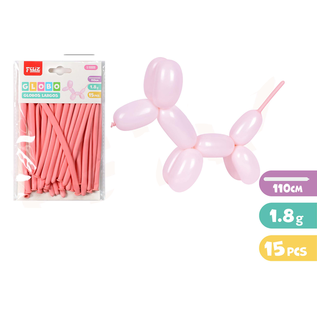 Globos largos rosado claro 15pcs 1