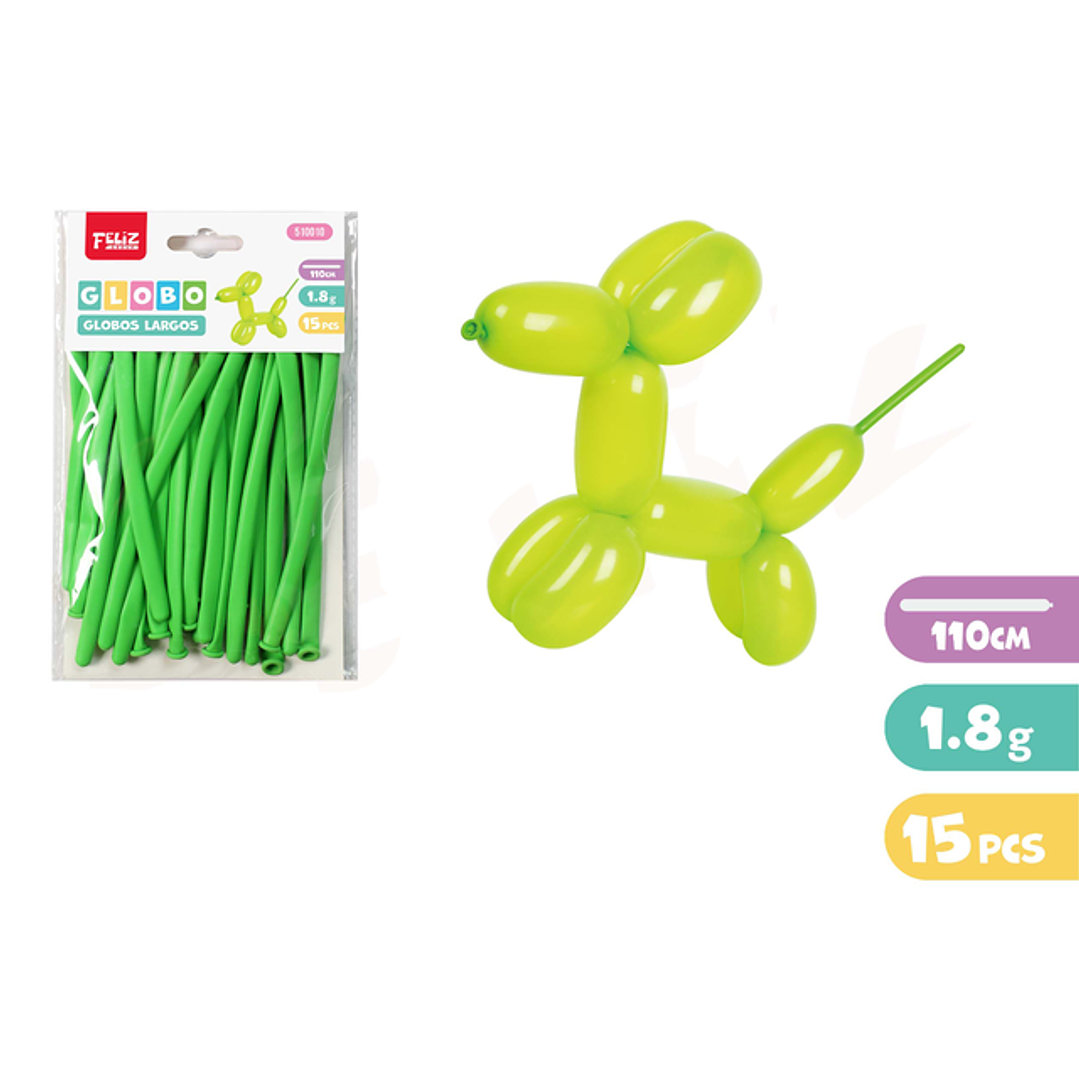 Globos largos verde claro 15pcs 1
