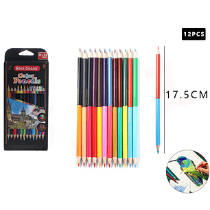 Lapices bicolor 17.5cm 12pcs