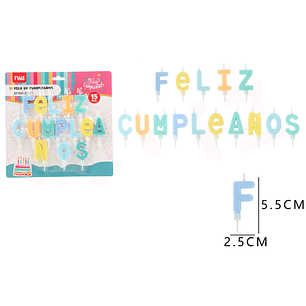 Velas de cumpleanos letras azul 15pcs
