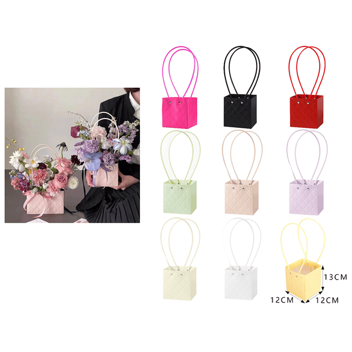 Bolsa pastel cuadricula diamante 12*12*13cm 1