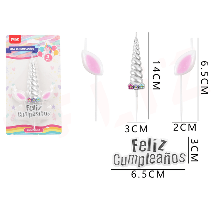 Velas cumpleanos unicornio dorado 4pcs 1