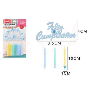Set de velas de cumpleanos azul 12pcs