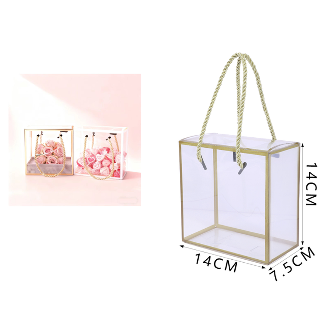 Bolsa de caja trasparete dorado 14*7.5*14cm 1