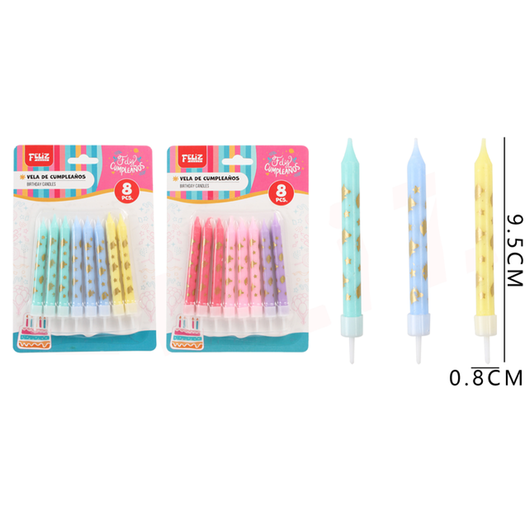 Velas para torta 9.5cm 8pcs 1