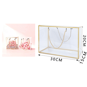 Bolsa de caja trasparete dorado 30*15*20cm