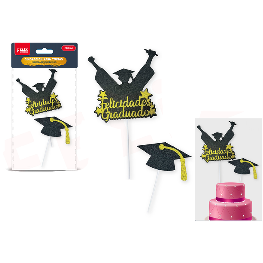 Decoracion para torta graduado 2pcs 1