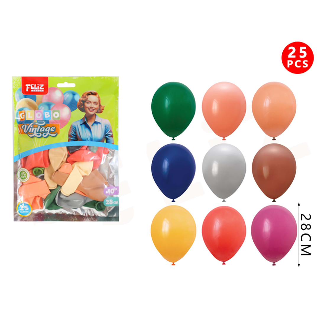 Globos multicolores vintage 10pul. 25pcs 1