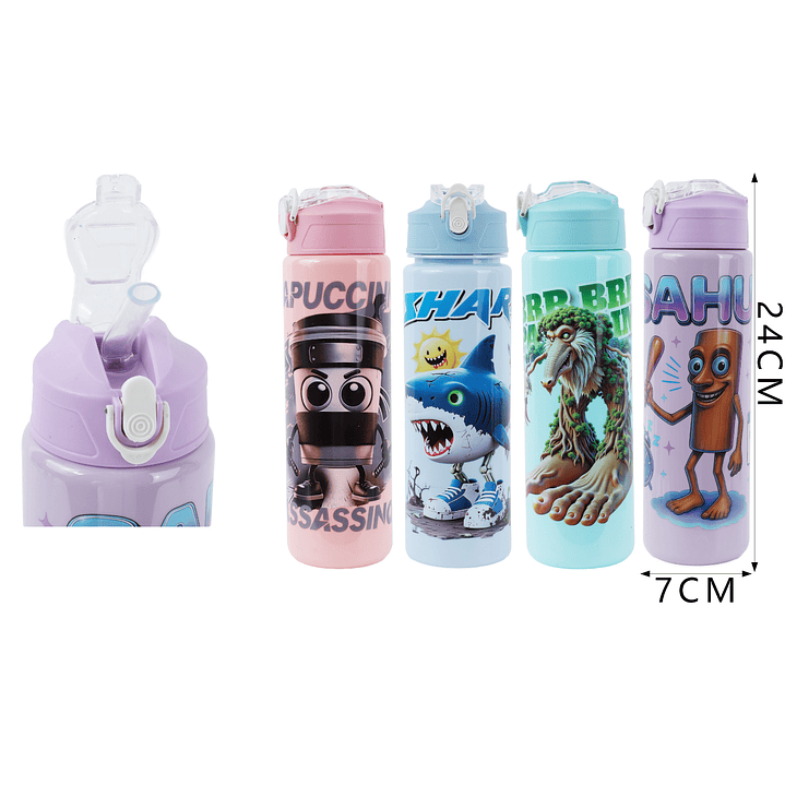 Botella con bombilla brainrot italiano 750ml 1