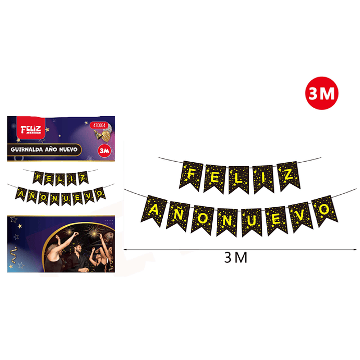 Guirnalda de letras feliz año nuevo 3m 1