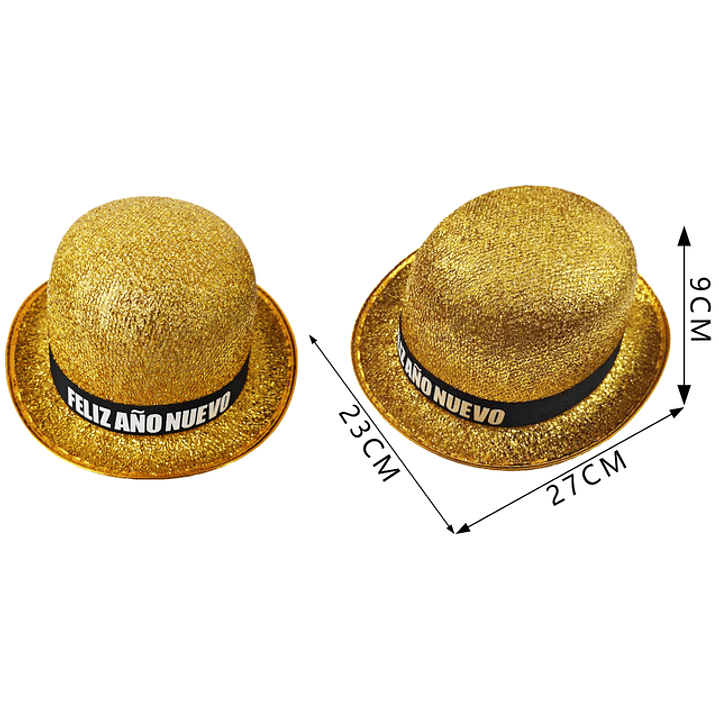 Gorro feliz año nuevo dorado 23cm 1