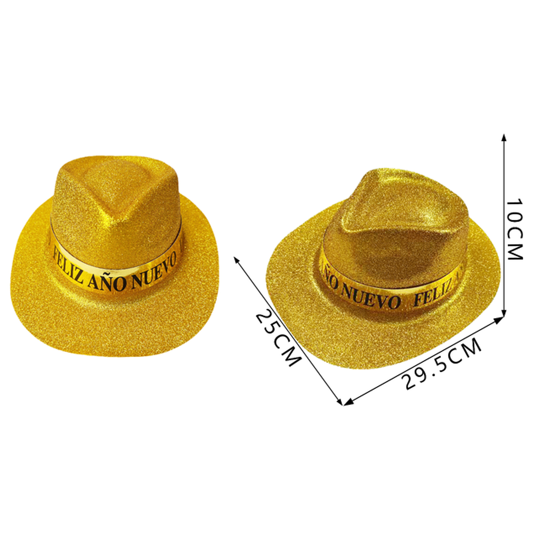 Gorro vaquero feliz año nuevo dorado 25cm 1