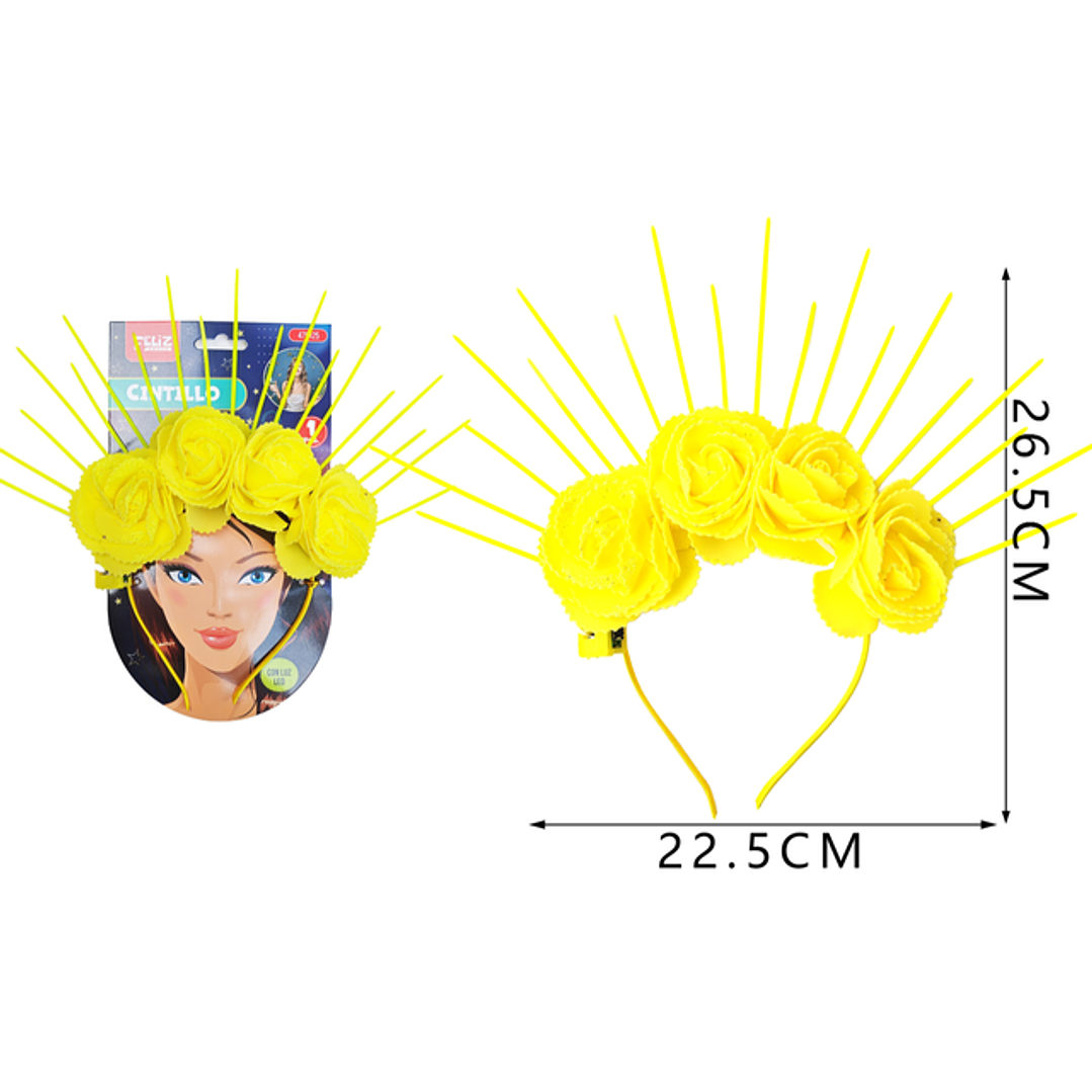 Cintillo flores amarillo c/luz 1