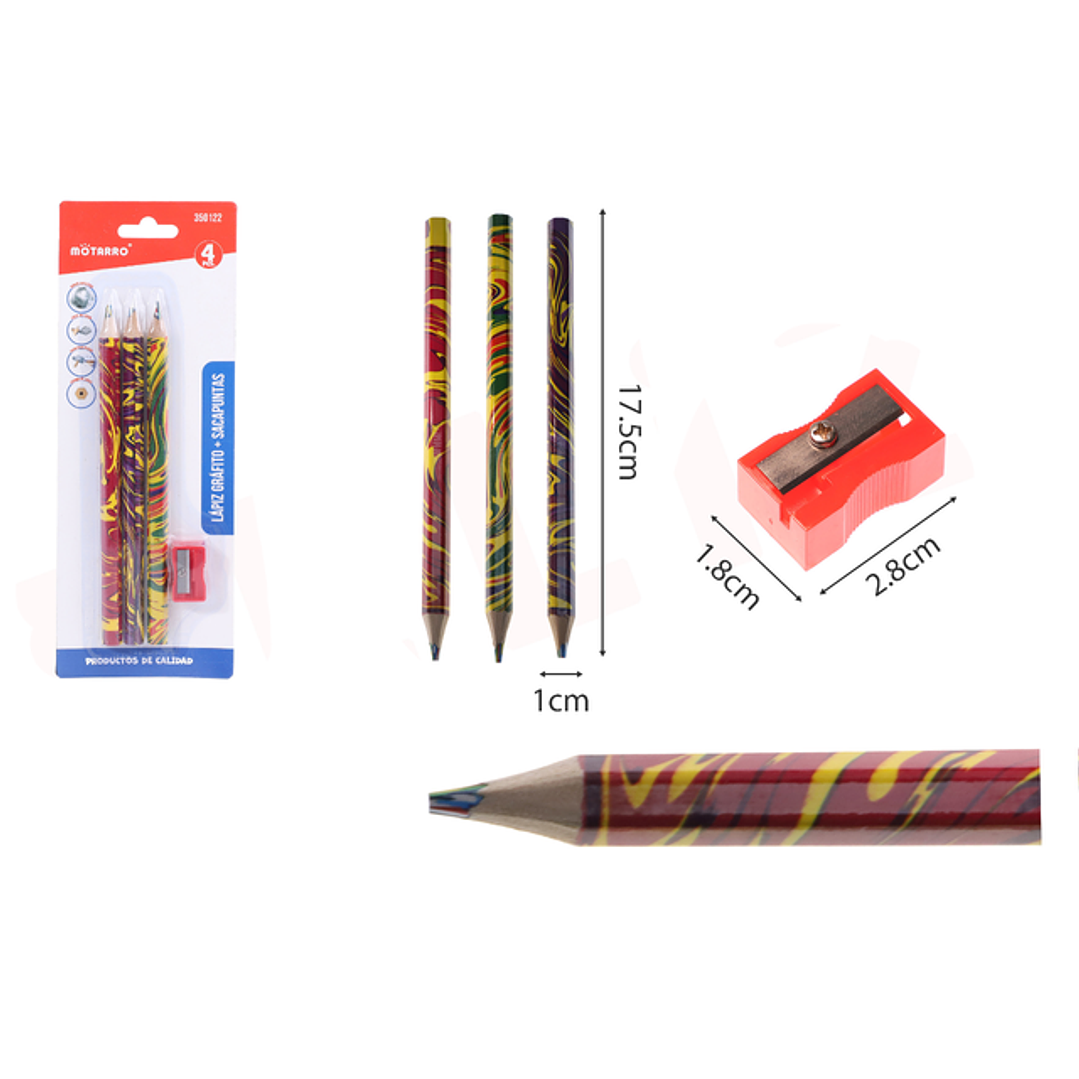 Lapices de colores + 1pcs sacapuntas 3pcs 1
