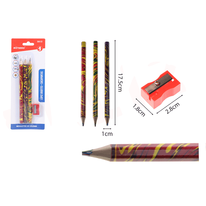Lapices de colores + 1pcs sacapuntas 3pcs 1