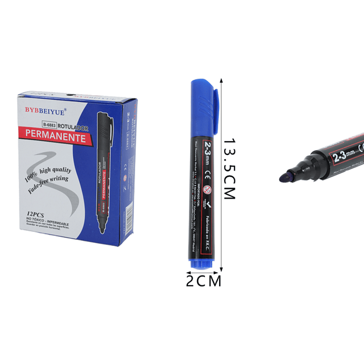 Plumones permanente azul en caja 12pcs 1