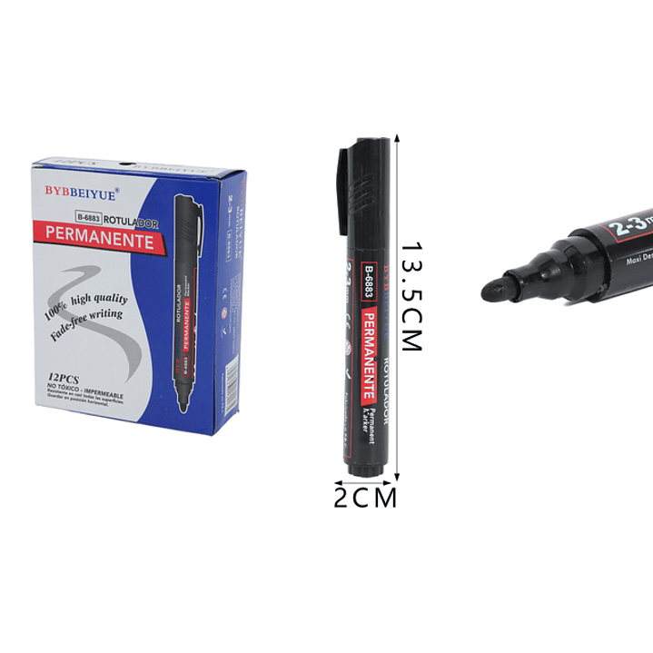 Plumones permanente negro en caja 12pcs 1