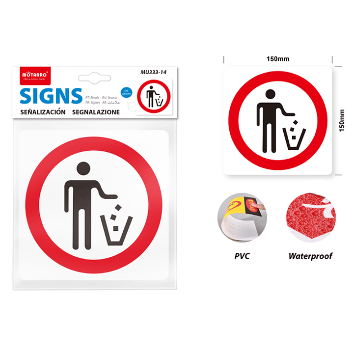 Señaletica pvc use los basureros 15*15cm 1