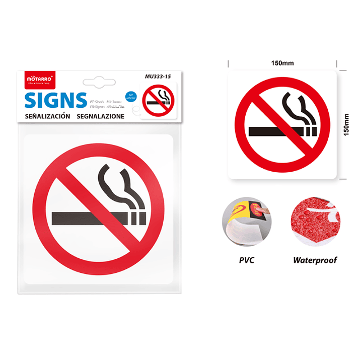 Señaletica pvc prohibido fumar 15*15cm 1
