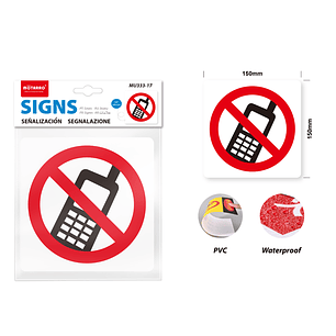 Señaletica pvc priohibido usar celular 15*15cm