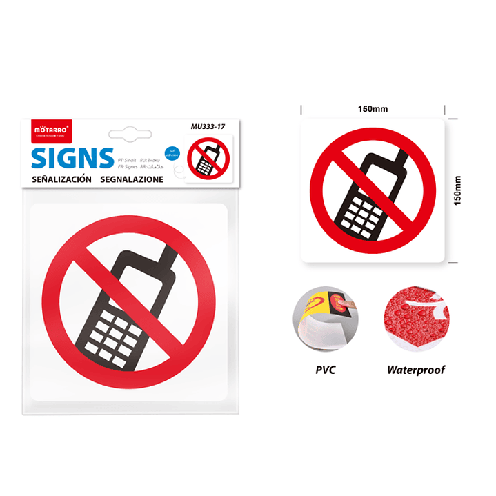 Señaletica pvc priohibido usar celular 15*15cm 1
