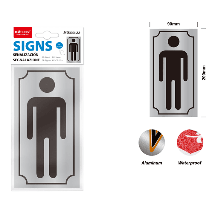 Señaletica aluminio baño hombres 9*20cm 1