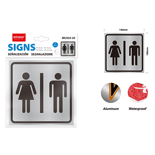 Señaletica aluminio baño visitas 14*14cm