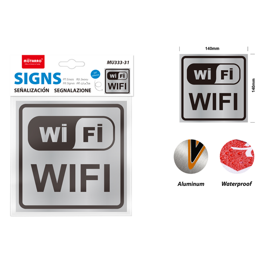 Señaletica aluminio zona wifi 14*14cm 1