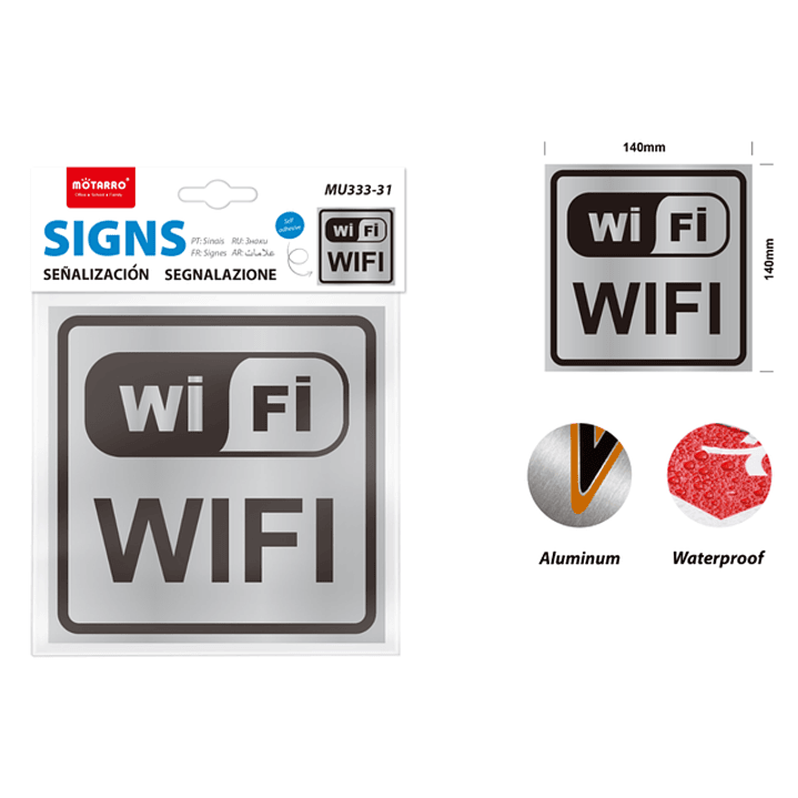 Señaletica aluminio zona wifi 14*14cm 1
