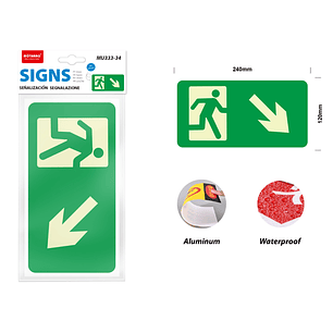 Señaletica fosforescente salida a zona segura 12*24cm
