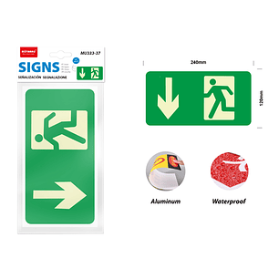 Señaletica fosforescente salida a zona segura