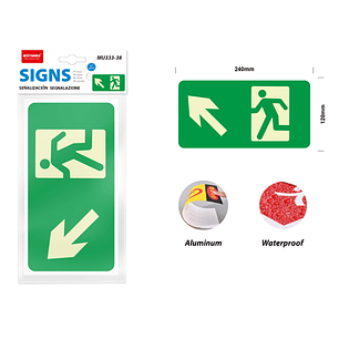 Señaletica fosforescente salida a zona segura 12*24cm