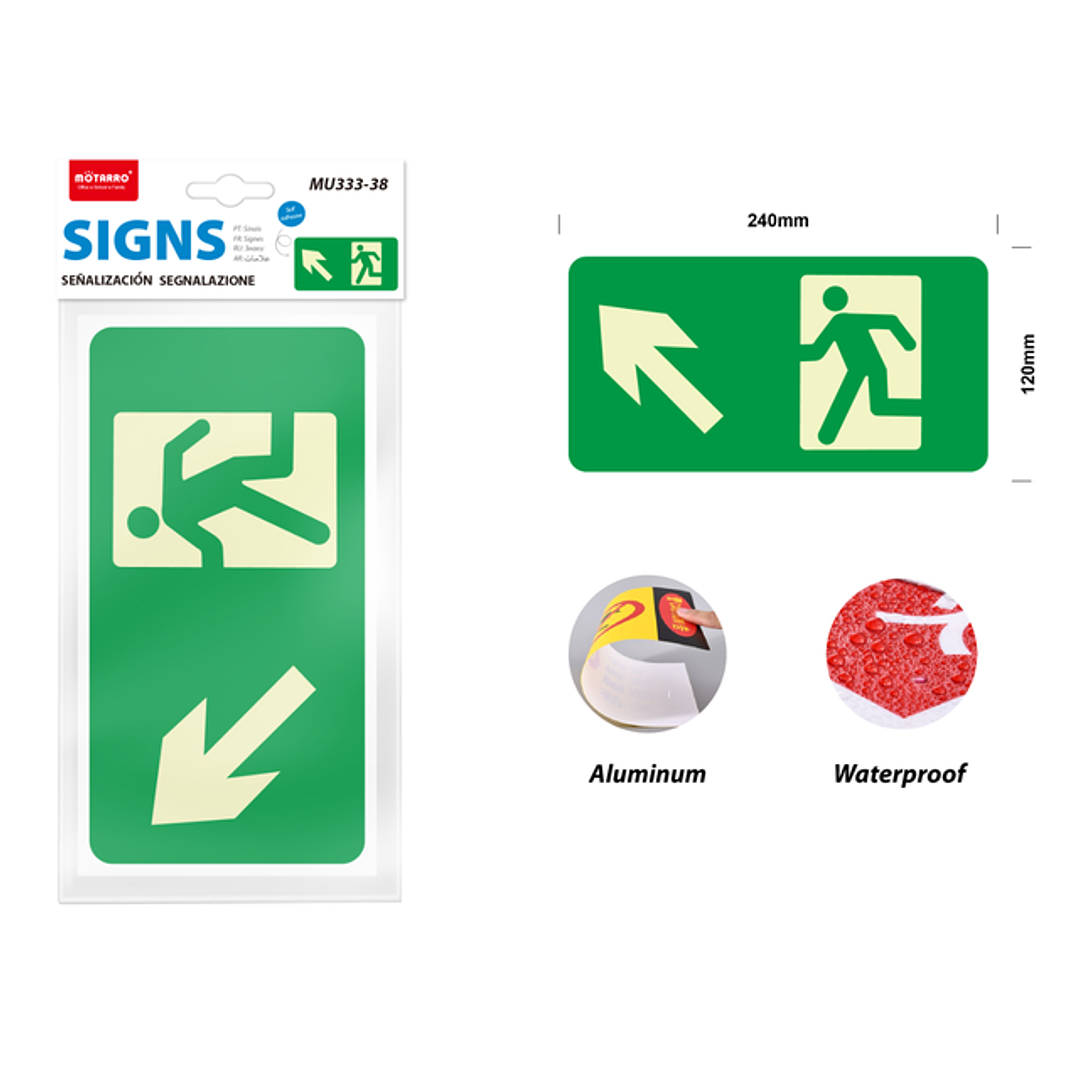 Señaletica fosforescente salida a zona segura 12*24cm 1