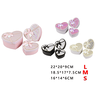 Pack de cajas de regalos corazon 3pcs (color al azar)