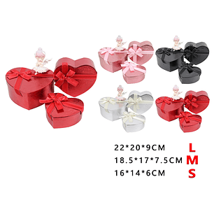 Pack de cajas de regalos corazon 3pcs (color al azar)