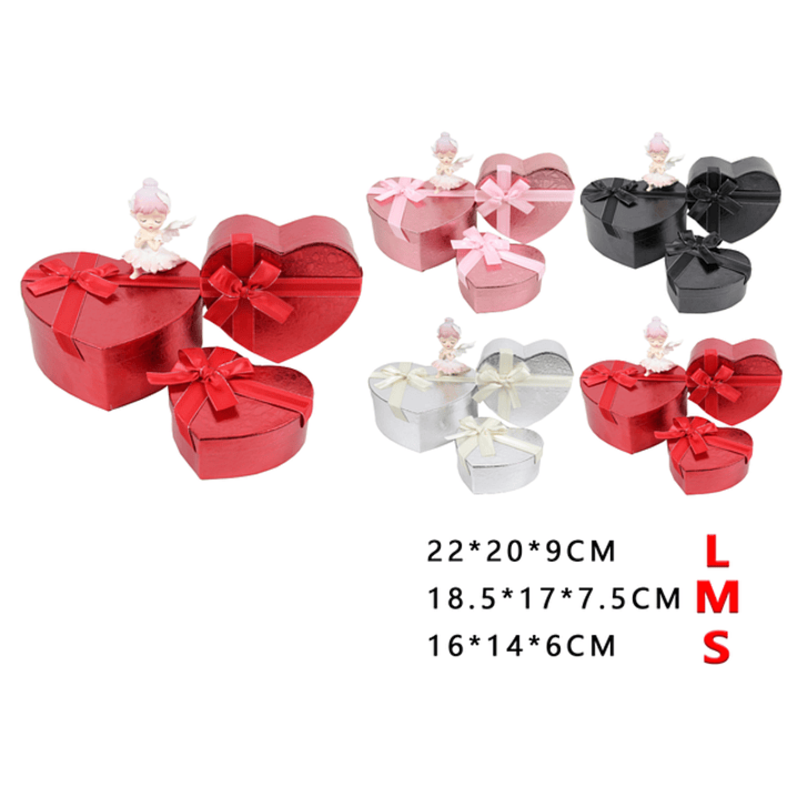 Pack de cajas de regalos corazon 3pcs (color al azar) 1