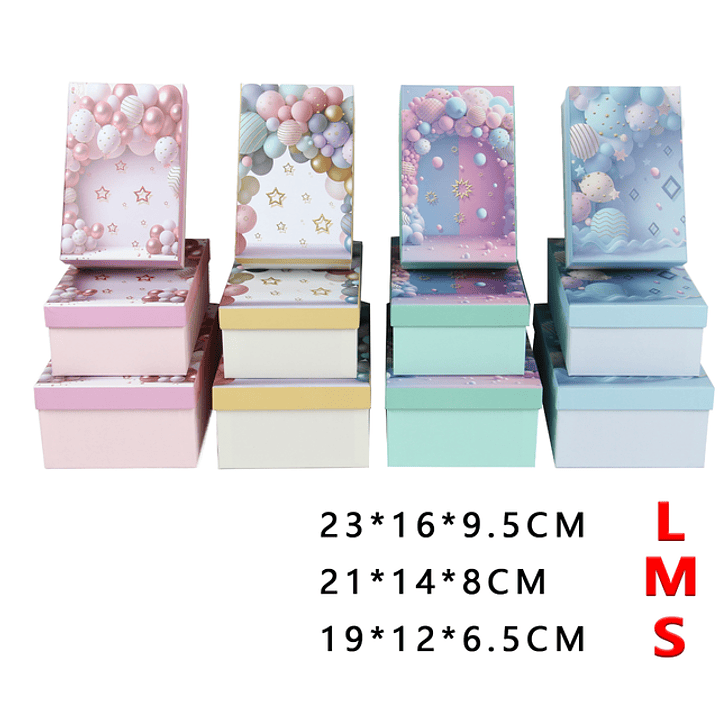 Pack de cajas de regalos globos 3pcs (color al azar) 1