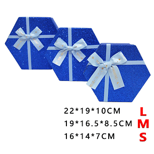 Pack de cajas de regalos hexagono azul 3pcs