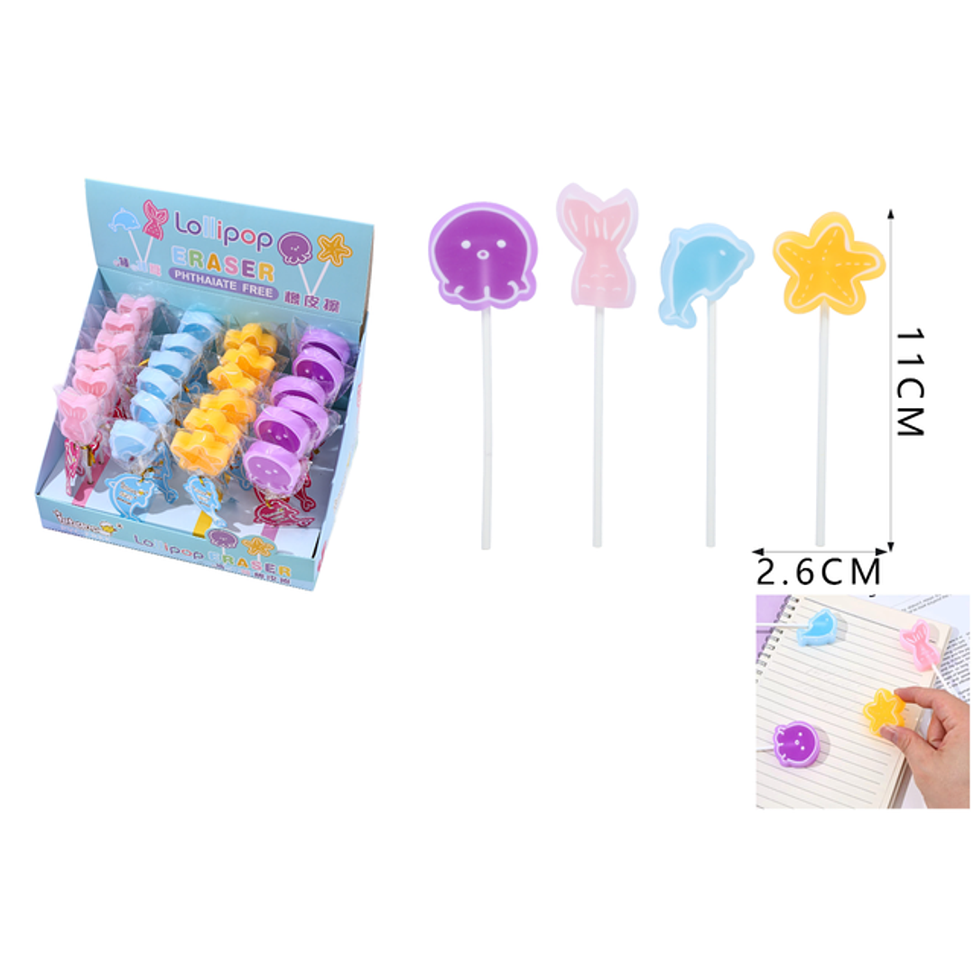 Goma de borrar lollipop oceano 24pcs 1