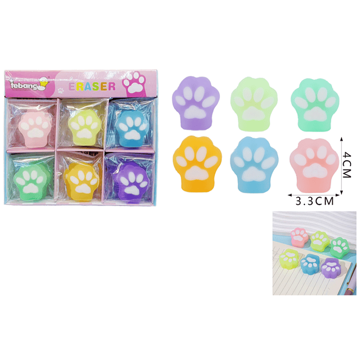 Goma de borrar patita gato 30pcs 1